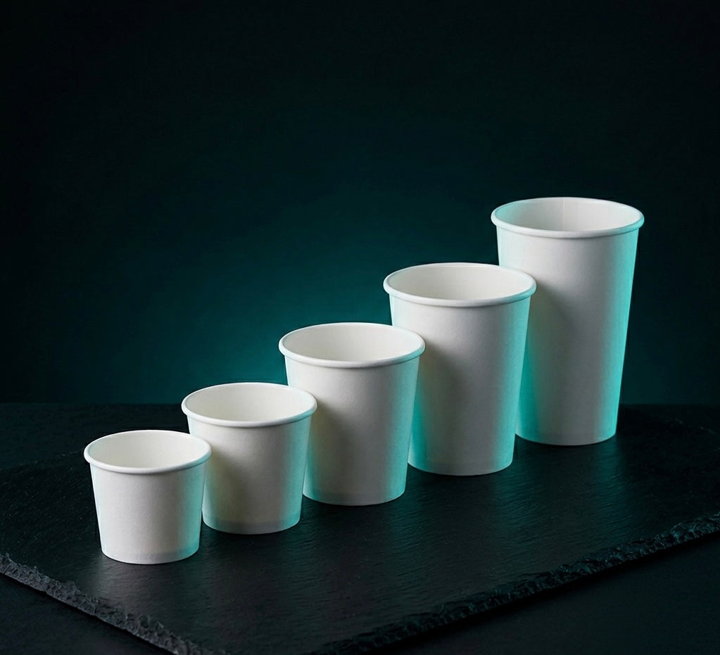 Single Wall Paper Cups — White — Food Service Grade