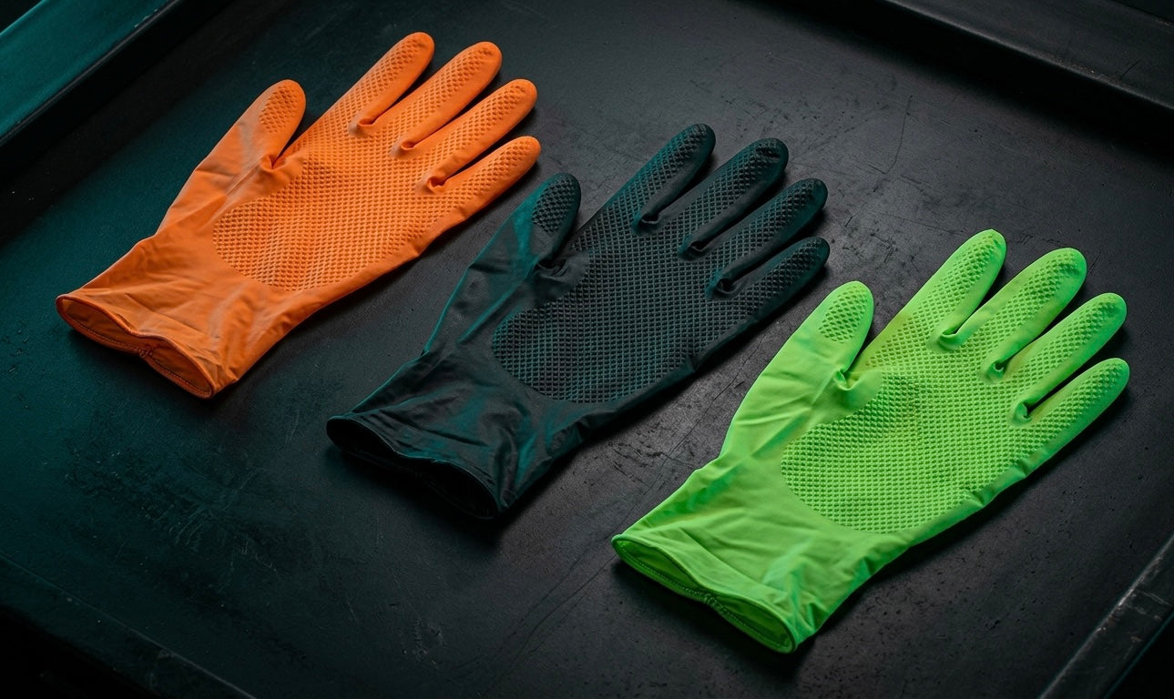 8 Mil Diamond Textured Nitrile Gloves — Heavy Duty Disposable