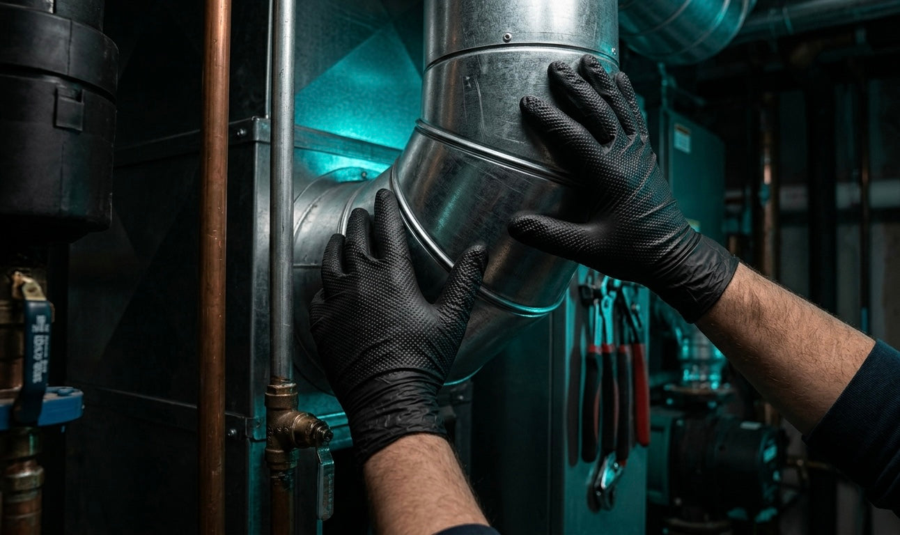 8 Mil Diamond Textured Nitrile Gloves — Heavy Duty Disposable