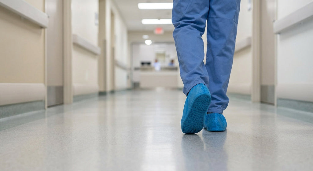 Blue Non-Skid Disposable Shoe Covers