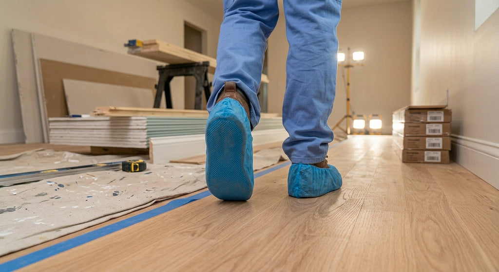 Blue Non-Skid Disposable Shoe Covers